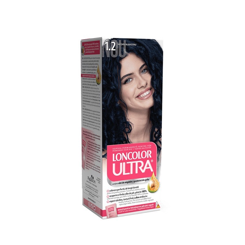 Reducere 20% – Vopsea de Par Permanenta Loncolor Ultra 1.2 Negru Albastru, 100 ml 1 Vopsea de Par Permanenta Loncolor Ultra 1.2 Negru Albastru