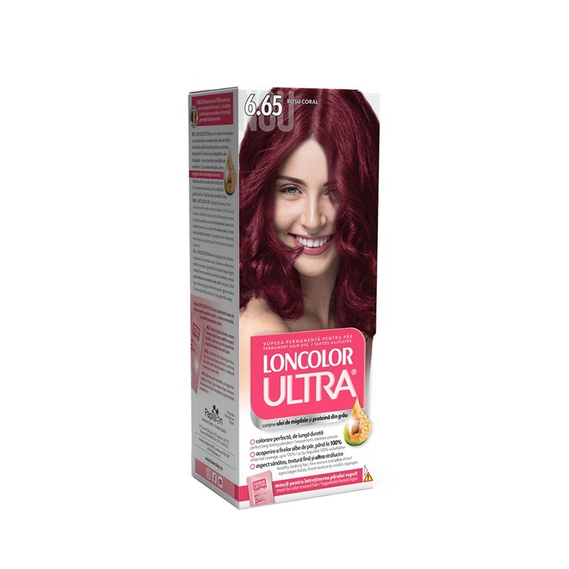 Reducere 20% – Vopsea de Par Permanenta Loncolor Ultra 6.65 Rosu Coral, 100 ml 1 Vopsea de Par Permanenta Loncolor Ultra 6.65 Rosu Coral