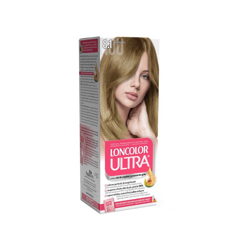 Reducere 20% – Vopsea de Par Permanenta Loncolor Ultra 8.1 Blond Bej, 100 ml 1 Vopsea de Par Permanenta Loncolor Ultra 8.1 Blond Bej